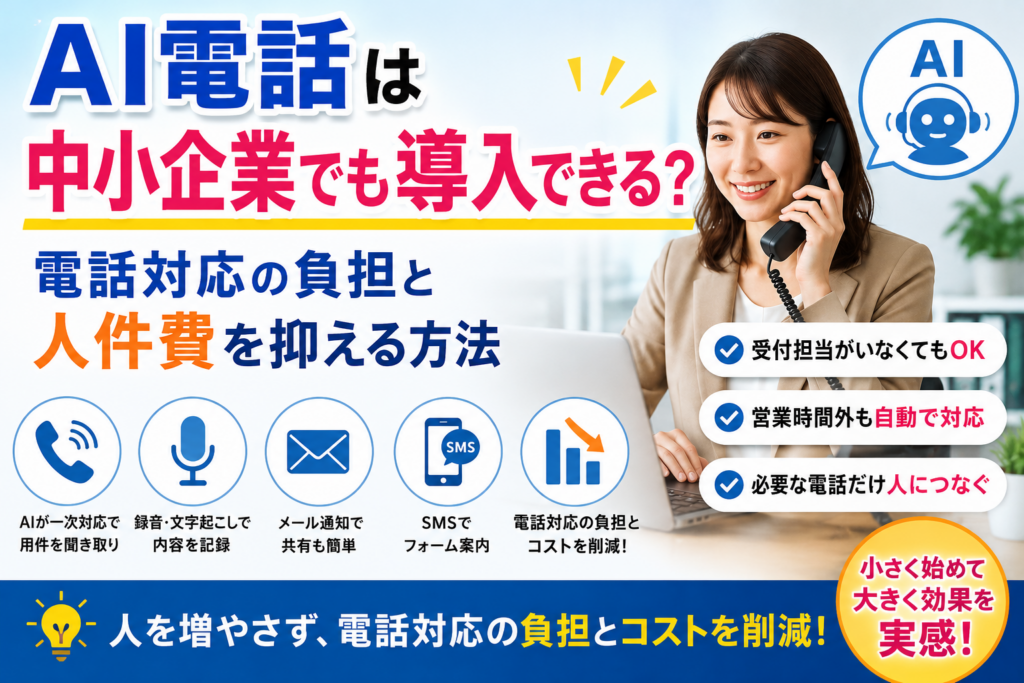 AI電話は中小企業でも導入できる？電話対応の負担と人件費を抑える方法