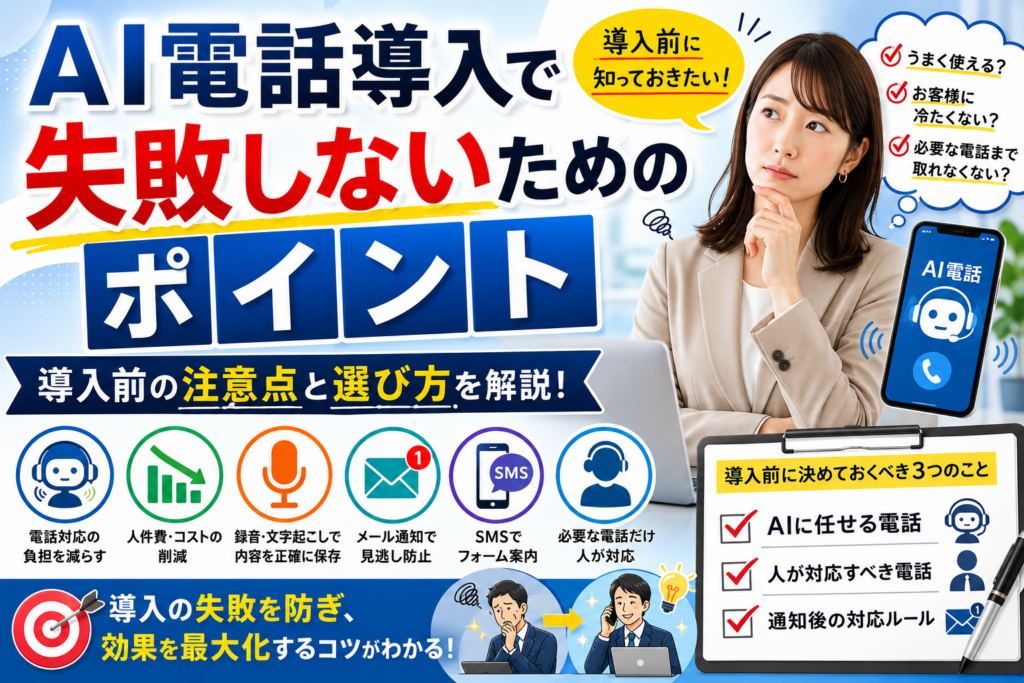 AI電話導入で失敗しないためのポイント｜導入前の注意点と選び方を解説