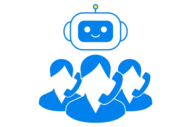 少人数で電話対応をするイラスト