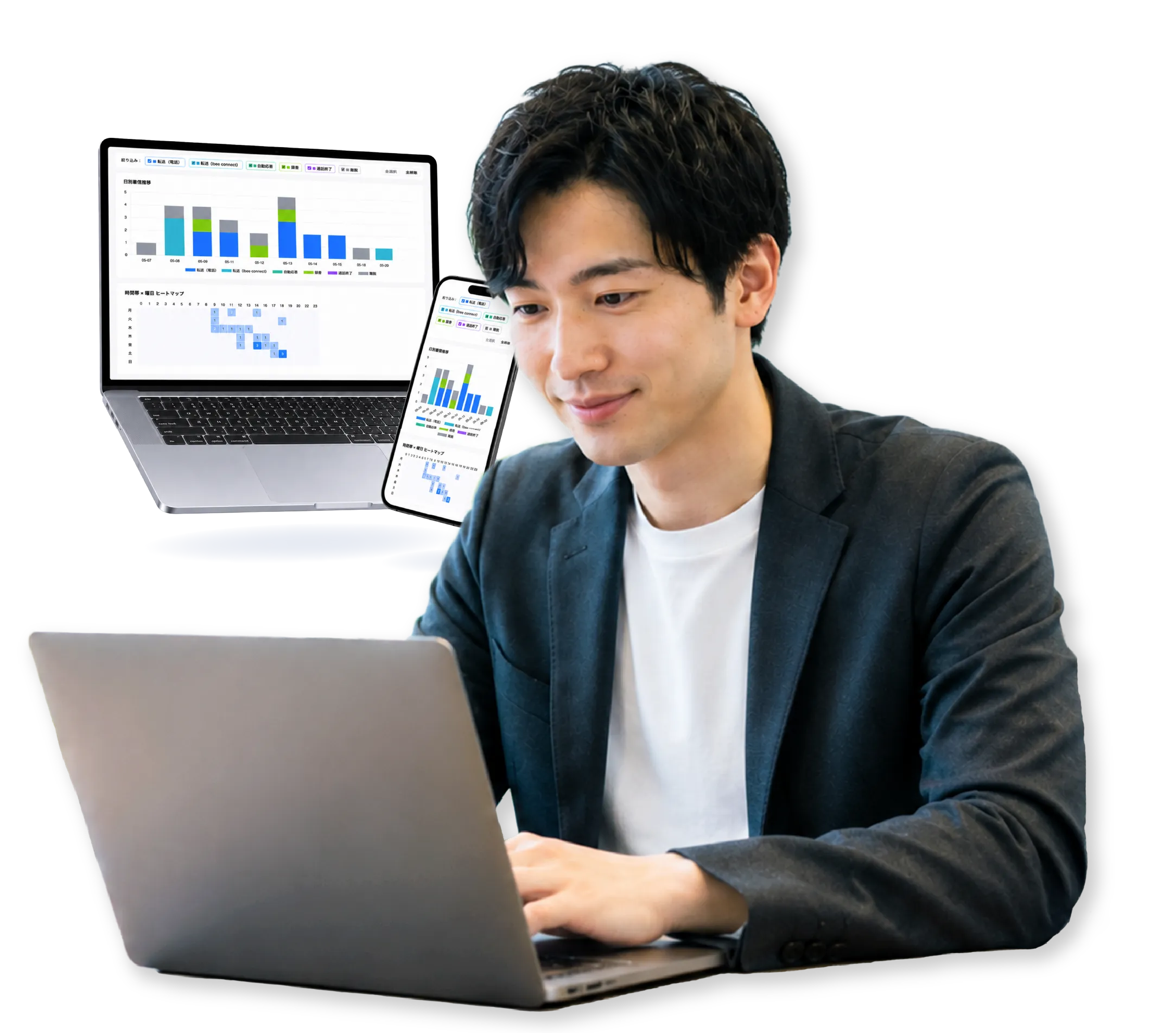 男性がPCを触る