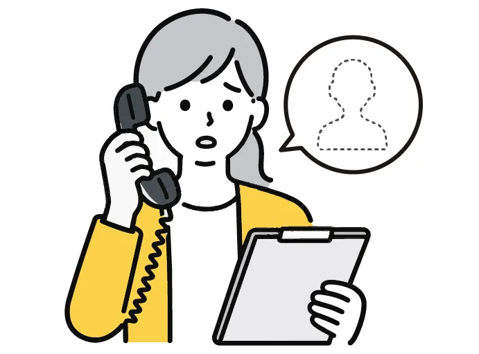 女性が電話をしながら悩んでいるイラスト