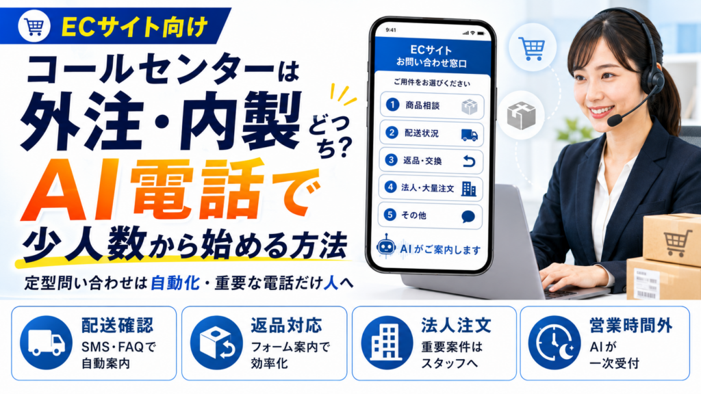 ECサイトのコールセンターは外注・内製どっち?AI電話で少人数から始める方法