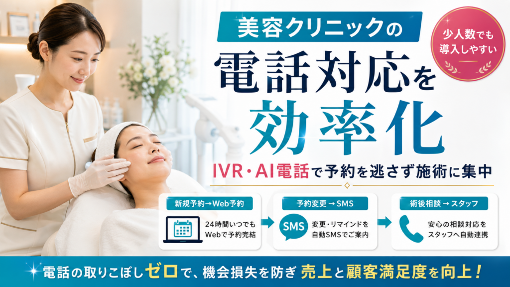 美容クリニックの電話対応を効率化する方法|IVR・AI電話で予約を逃さず施術に集中
